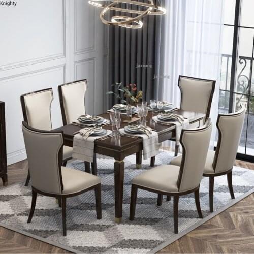 American Solid Wood Dining Chairs Light Luxury Chinese Backrest Sofa Chair Living Room Furniture Hotel Dining Chair Modern mc