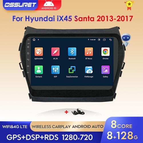2G+32G/64G CarPlay 2 din For Hyundai ix45 santa fe 2013-2017 Android 10 Car Radio Multimedia Navigation no DVD with 4G wifi OBD