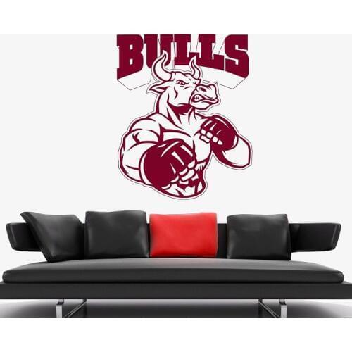 Bull power vinyl wall decals free fighting fitness enthusiast gym free fighting club youth room decorative wall sticker 3A39