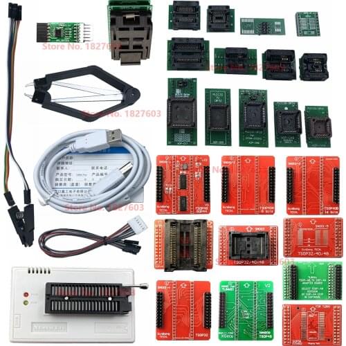 Black Edition V10.27 XGecu TL866II Plus USB Programmer 15000+IC SPI Flash NAND EEPROM MCU PIC AVR+ 25PCS ADAPTER+SOIC8 Testclip
