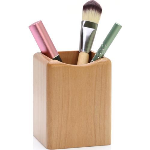 Wooden Pen Box Multiple-Use Desk Organizer Eco Natural Wood Storage Box for Cosmetics/Stationary Chopsticks Container