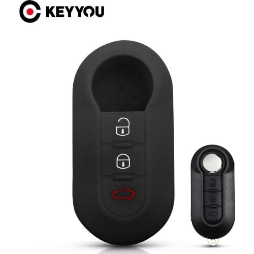 KEYYOU 3 Buttons For Fiat 500 Grande Punto Stilo 500x Panda Ducato Remote Fob Cover Silicone Car Key Case