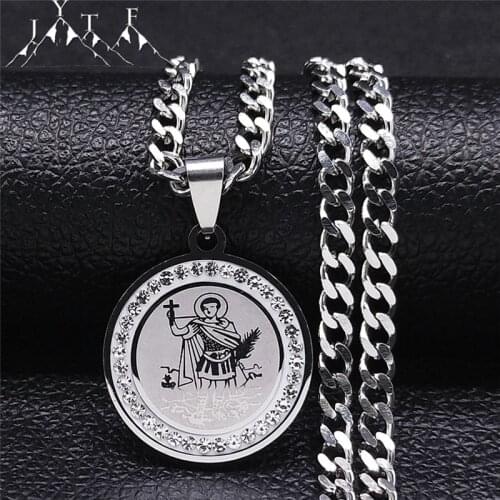 Archangel Gabriel Stainless Steel Crystal Archangel Michael Choker Necklace Holy Necklace Sacred Heart of Jesus Jewelry N8036S05