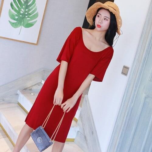 Summer Nightgowns New Modal Cotton Large Size Dress Sexy Backless Short Sleeve Nightdress Loose Slim Housewear Women Night Shirt