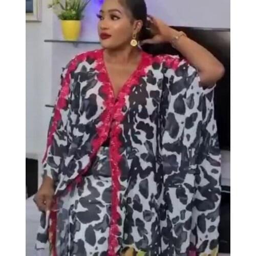 African Dresses for Women Summer Sexy 2021 New Arrival African Women Printing Dress Suit with Pant African Clothes