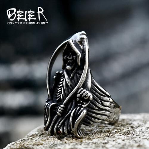 Beier 316L stainless Classic Hell Skull Mens Ring Punk Party Fashion High Quality Jewellery LLBR8-143R
