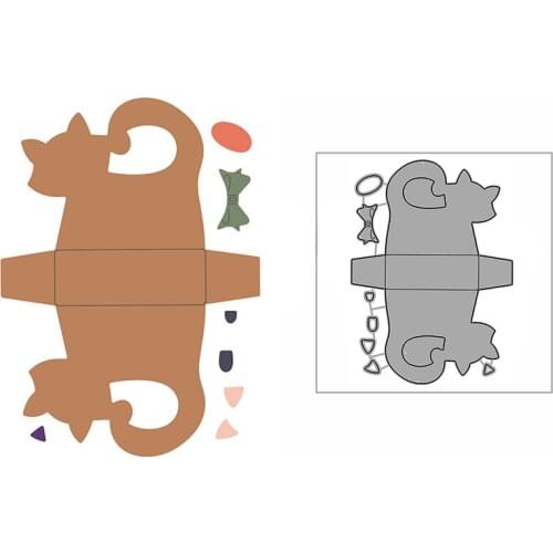 New Bow Cat Gift Box Craft Embossing Mold 2021 Metal Cutting Dies for DIY Decorative Scrapbooking Album Card Making No Stamps
