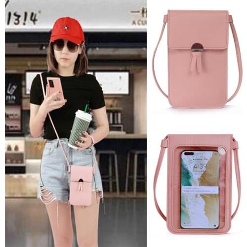 New Summer Women Outdoor pocket wallet Crossbody Bag Heart Shaped Decorative Mobile Phone Screen Touch Daily