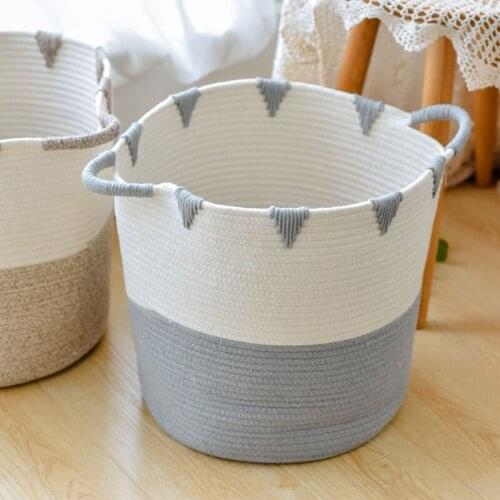 Woven Storage Basket Cotton Rope Toy Laundry Storage Basket Storage Bins for Toys Towels Blankets Nursery Kids Room