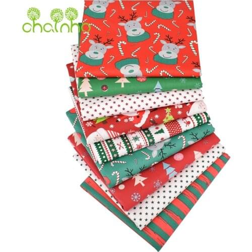 Chainho,Christmas Series Printed Twill Cotton Fabric,Patchwork Cloth For DIY Sewing Quilting Baby&Childrens Bedding Material