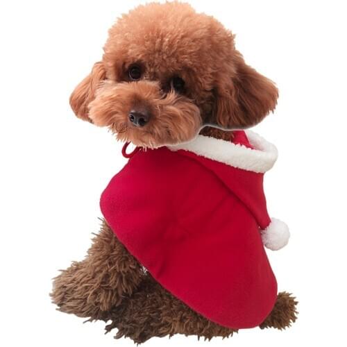 1PC S/M/L/XL Christmas Dog Cat Cloak Hat Set Fleece Pet Dog Coat Cape Dog Clothes Pussy Puppy Apparel for Celebrating Christmas