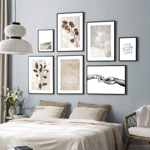 Hand Painted Vintage Plant Leaf Canvas Abstract Painting Scandinavian Landscape Poster Nordic Art Print Wall Picture Room Decor