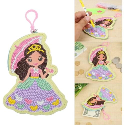 DIY Special Shaped Diamond Painting Wallet Girl Coin Purse Pendants Gifts Keychain Small Purse Diamond Embroidery Cross Stitch