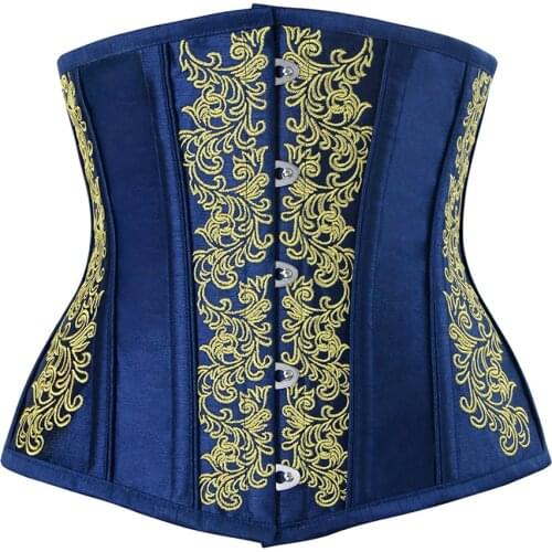 Sexy Womens Gothic Vintage Steel Boned Waist Trainer Underbust Corset Top Corsets Bustiers Embroidery Shapewear Corselet