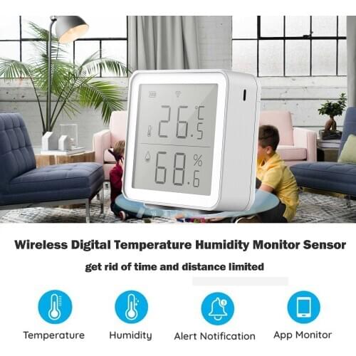 WiFi Smart Temperature Humidity Sensor Compatible with Alexa Google Assistant 230ft Super Long Range Wireless Digital Hygrometer