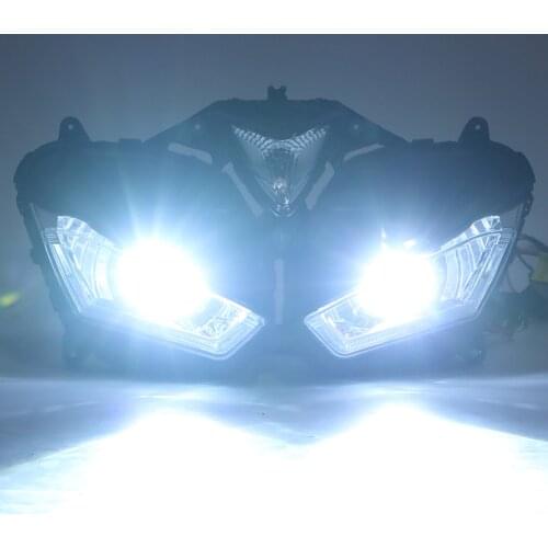 LED Head Light LED Headlight Assembly White Blue Angel Eyes High Low Beam Fit for Yamaha R3 R25 2015-2018 Motorcycle Headlight