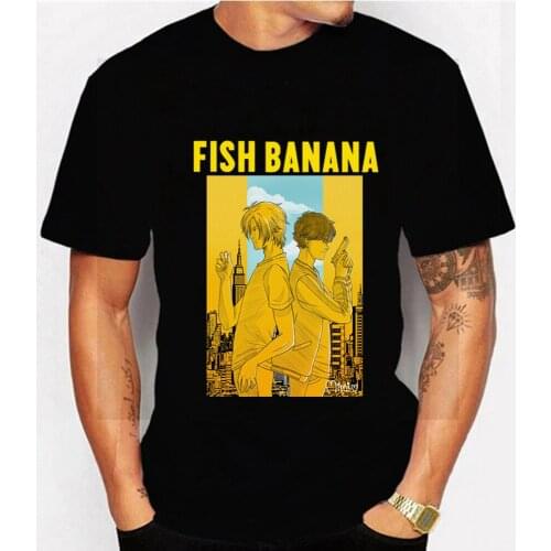 Funny Japan Anime Banana Fish T-Shirt Men Cotton Tshirt O- Neck Short Sleeved T Shirt Anime Tee Harajuku