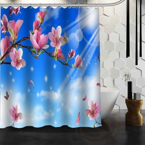 Best Nice Custom Spring Nature Flowers Shower Curtain Bath Curtain Waterproof Fabric For Bathroom MORE SIZE WJY&130