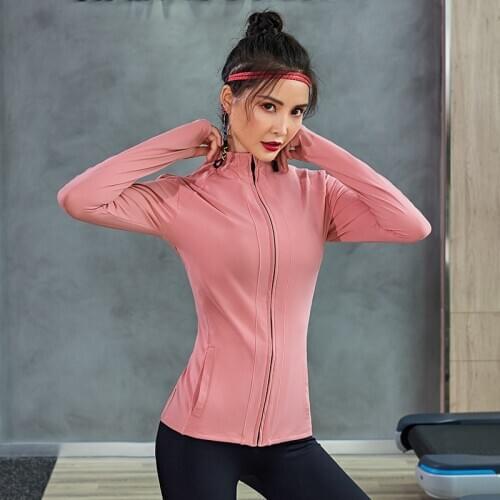 Women Sports Jacket With Pocket Long Sleeve Zipper For Fitness Gym Running Workout Sport Coats Yoga Shirts Sportswear Winter Plu