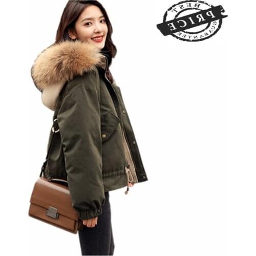 Winter woman coats 2021 newest fashion female casaul short parkas with fur collar korean style ladies elegant coat LWL60a