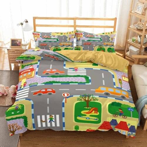2/3 Pieces Cartoon Kawaii Comforter Bedding Set 3D Print Luxury Duvet Cover Sets for Kids Queen King Size Pillowcase Bed Linen