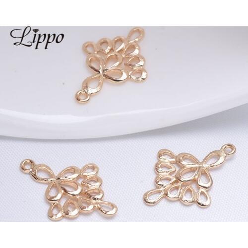 20pcs Jewelry Sector Multihole Connector Charms leaf shape 24k Gold Jewelry Component