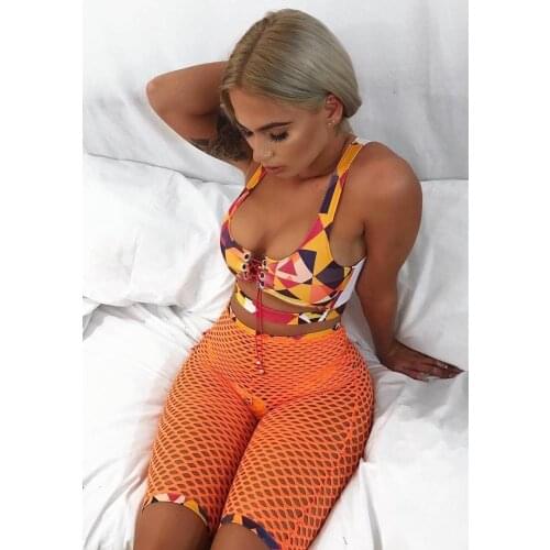 2018 NEW Sexy Women Swimsuit Push Up Padded Bikini Swimwear Bathing Suit Fishnet Shorts Hot