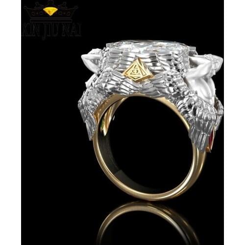2020 Exaggerate Europe mermaid Beautiful male fish ring two-tone angel charm white marquise large gem zircon ladies ring gift