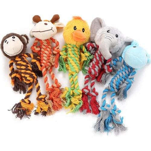 2021 Pet Soft Cute Toys Animal Design Cotton Rope Toys Durable Cotton Chew Toys Training Teething Voice Toy For Pets And Kids