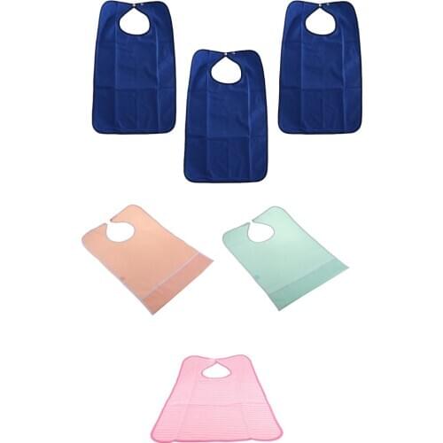 3 X Adult Elderly Bibs With Catch Eating Feeding Patients Aid Apron