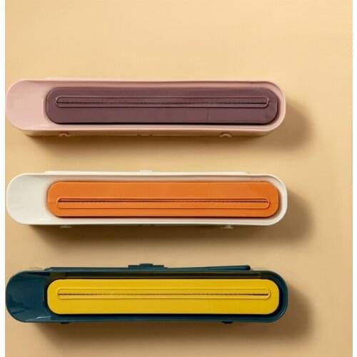 3 in 1 Food Wrap Dispenser Foil Cling Sharp Cutter Preservative Film Wrap Storage Paper Towel Holder Garage Bags Storage Rack