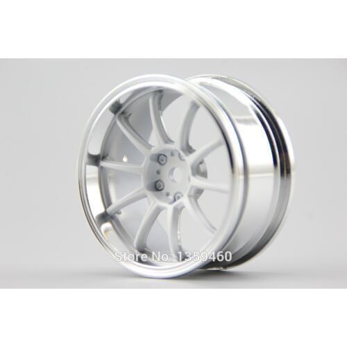 4pcs 1/10 Touring&Drift Wheel Rim W10S2CW(Chrome+Painting White) 4mm offset fits for 1:10 Touring&Drift Car 1/10 Rim 10513