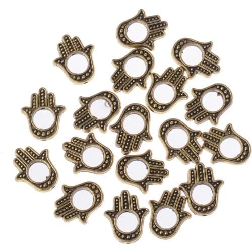 5Pcs 1.2*1.5cm Gold Silver Color Fatima Hamsa Hand Bead Spacer Bead Charms For Diy Beaded Bracelets Jewelry Handmade Making