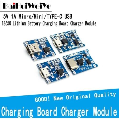 5pcs/LOT 5V 1A Micro Mini TYPE-C USB 18650 Lithium Battery Charging Board Charger Module+Protection Dual Functions TP4056 Module