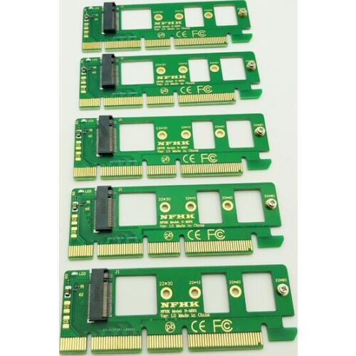 5PCS NGFF M.2 NVME AHCI SSD to PCI-E PCI Express 3.0 x4 x16 Adapter Riser Card M key Connector for XP941 SM951 PM951 A110 M2 SSD