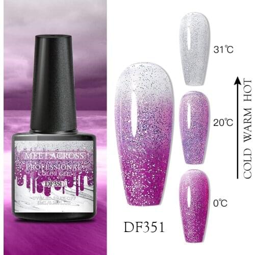 8ML Thermal Nail Polish Shiny Sequins Effect Color Change Gel Varnishes All For Manicure Nails Art UV Semi Permanent Gellak