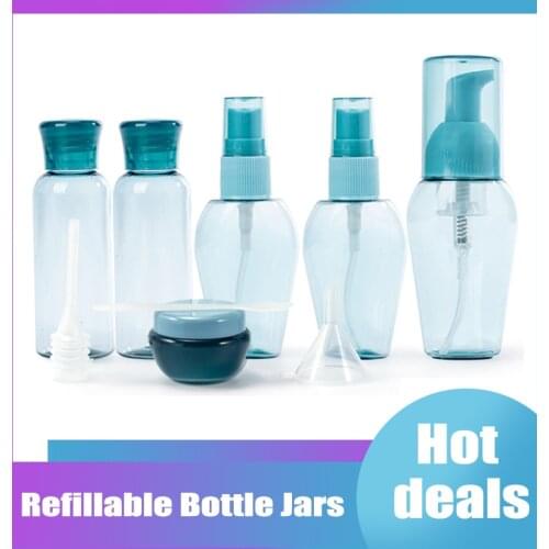 9Pcs Travel Spray Bottle Refillable Bottles Mini Plastic Storage Container Jar Portable Lotion Jars Cosmetic Perfume Containers