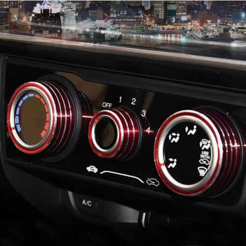 BBQ@FUKA 3x Car Interior A/C Air Condition Button Adjust Trim Ring Decoration Car Styling Sticker Fit For Honda City 2013-2015