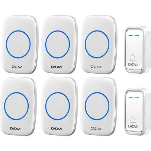 CACAZI Intelligent Wireless Doorbell Waterproof 300M Remote LED Battery Button US EU UK Plug Smart Calling Door Bell 38 Chimes