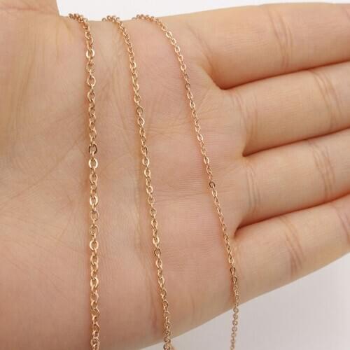 50pcs 316L Stainless Steel 1 1.5 2mm Rolo Link Chain Necklace Rose Gold Color 40 45 50 55 60CM Long Chain Lobster Clasp Necklace