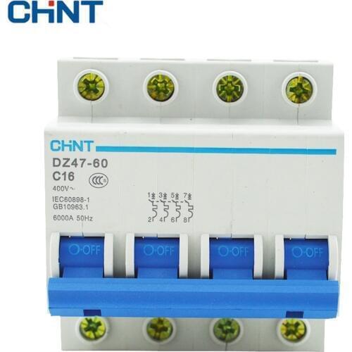 CHINT Miniature Circuit Breaker 4P 16A 230/440V Household Air Switch DZ47-60 C16