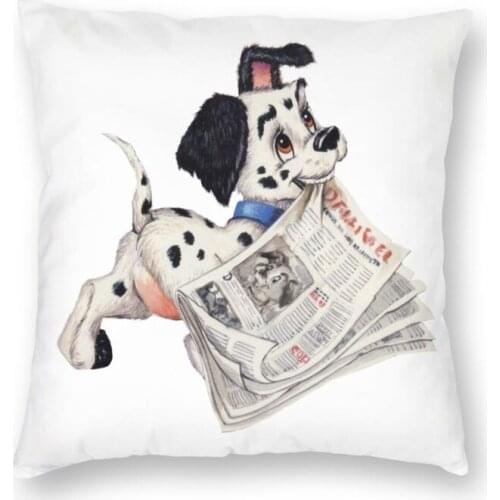 Dalmatian Brings The Newpaper Cushion Covers Sofa Living Room Cartoon Dog Square Throw Pillow Cover 40x40cm