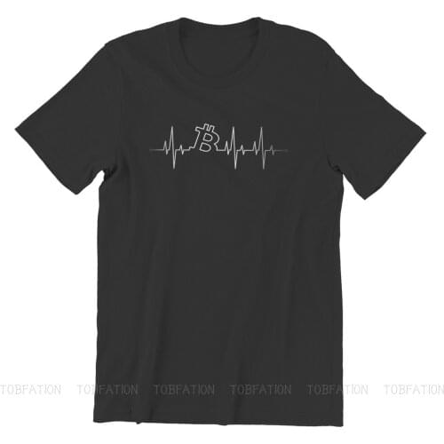 Bitcoin Cryptocurrency Miners Meme Newest TShirt for Men Heartbeat Round Collar Cotton T Shirt Hip Hop Gift Clothes Streetwear