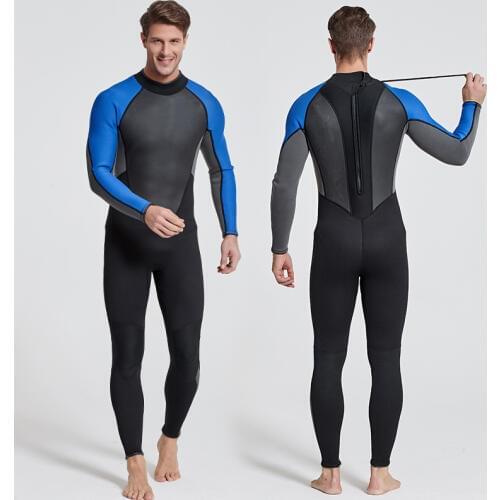 Wetsuit 3mm - Mens Fullsleeve Neoprene Wet Suits, Mens Scuba Diving Thermal Wetsuits Full Suit Black/Blue