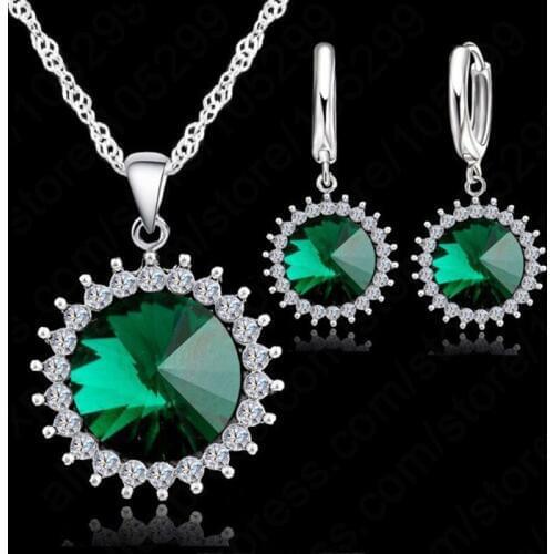 Hot Sale Spiral Crystal Necklace for Women Jewelry Set Pendant Necklace Fashion 925 Sterling Silver Necklace For Wedding