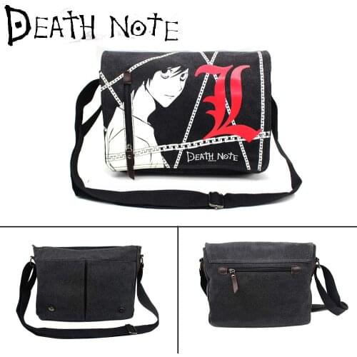 Anime Death Note Canvas Shoulder Bag Casual Men Zipper Messenger Bag Fashion Schoolbag Crossbody Handbag Concise Leisure Bag