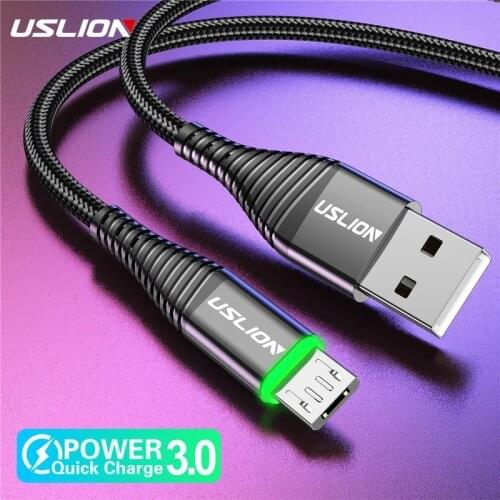 USLION 3A LED Micro USB Cable 0.5m/1m/2m Data Cord Fast Charging Wire For Samsung Huawei Xiaomi Tablet Android USB Phone Cables