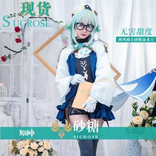 Anime Genshin Impact Sucrose Game Cosplay Costume Suit Lolita Sweet Dress and shoes wigs boots Party Uniform Halloween Women