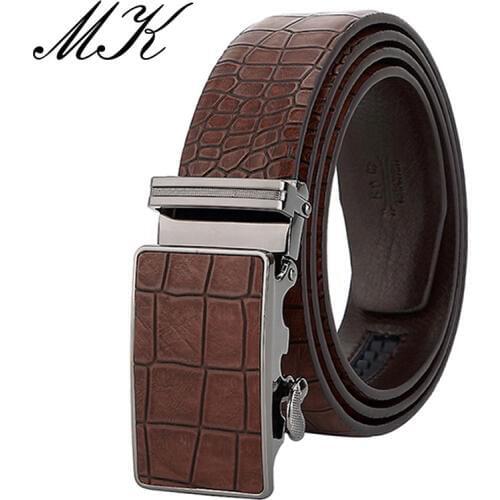 MaiKun Mens Automatic Belts For Men Leather Belt For Business Casual Crocodile Pattern Belt