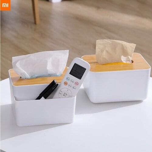 Xiaomi mijia Multi-function tissue box living room remote control storage box household paper napkin wooden cover